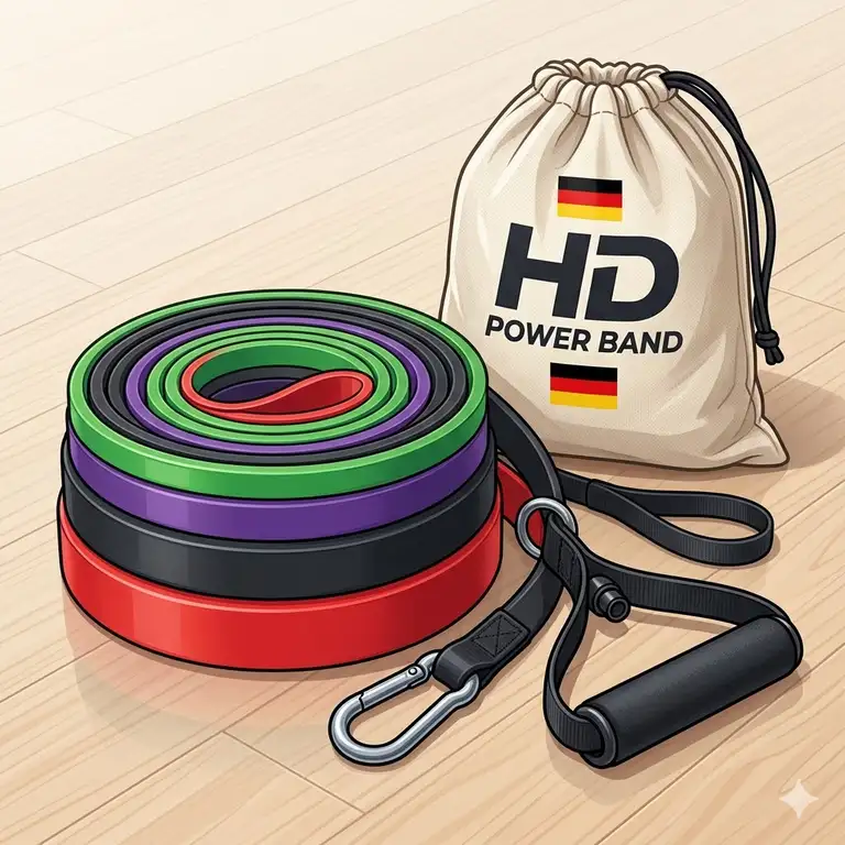 A professional photograph of a complete heavy duty resistance band set for a featured image.