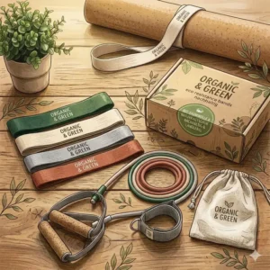 Illustration of the sustainable harvesting process for eco resistance bands nachhaltig.