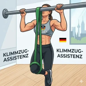 A diagram illustrating how to use a heavy duty resistance band for pull-up assistance.