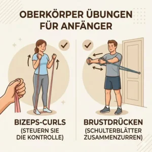 4: Darstellung von Oberkörperübungen bei der Nutzung von einem leichtes widerstandsband anfänger.