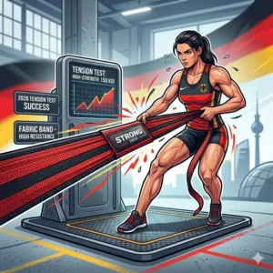 Professional athlete testing the high-tension durability of a strong fabric resistance band 2026.