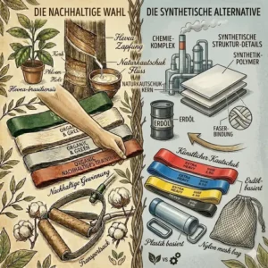An infographic comparing synthetic fitness bands with eco resistance bands nachhaltig.