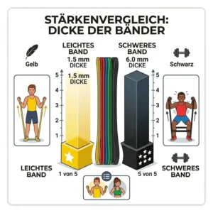 Ein grafischer Vergleich der Materialdicke für das Thema resistance band levels erklärt.