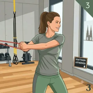 Torso rotations to include in a low resistance band warmup.
