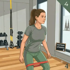 Lateral band walks for glute activation in a low resistance band warmup.