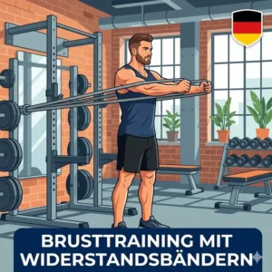 Illustration showing a standing chest press routine for heavy loop band training.