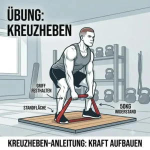Kreuzheben Training mit dem Powerband 50kg widerstand als Alternative zu Hanteln.