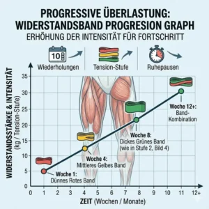 Infografik über progressive Überlastung und die schrittweise Erhöhung der Intensität bei der Widerstandsband Progression.