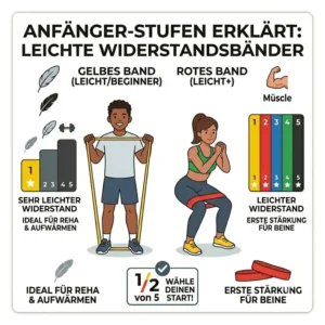 Leichte Stufen für Anfänger und Reha-Übungen passend zu resistance band levels erklärt.