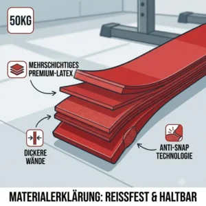 Reissfestes Material und Anti-Snap-Technologie beim Powerband 50kg widerstand.