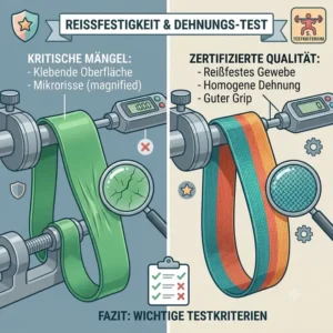 Grafik zur Reißfestigkeit und Dehnbarkeit als wichtiges Qualitätskriterium im resistance baender für frauen test.