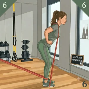 Practicing hip hinges for a low resistance band warmup.