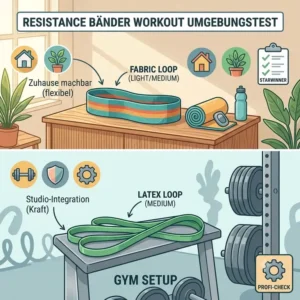 Illustration von Sport-Equipment für Zuhause inklusive einer Auswahl der besten Bänder aus dem resistance baender für frauen test.