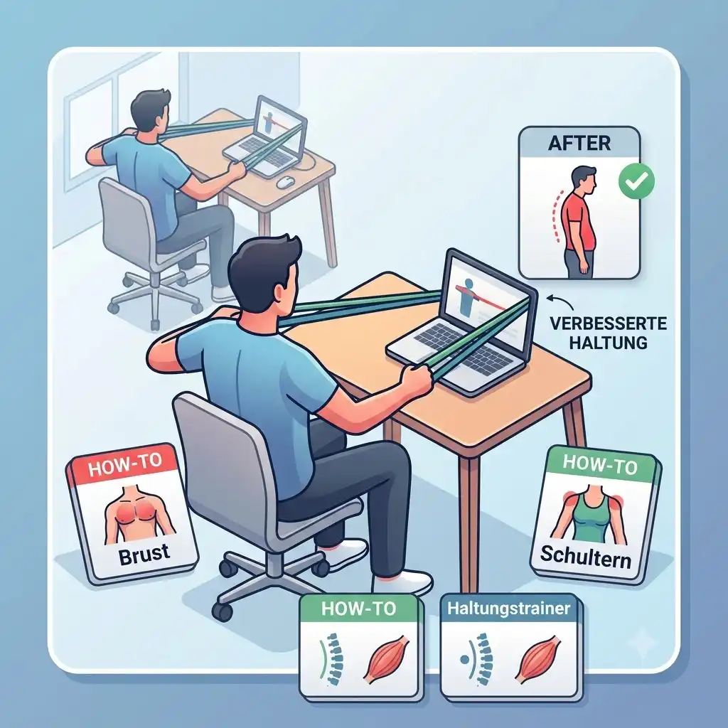Ein umfassendes Set an Resistance ändern für das abwechslungsreiche Home Office Training direkt am chreibtisch. resistance baender home office training