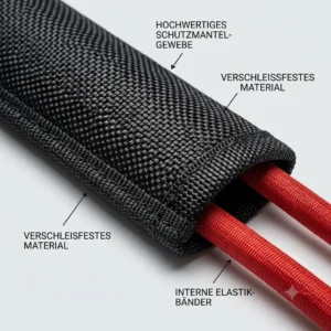 Nahaufnahme des strapazierfähigen Nylon-Schutzmantels an einem Resistance Band