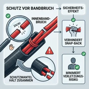 Infografik zur Erklärung, wie das Schutzmantel Resistance Band Snap-Back-Verletzungen beim Training verhindert