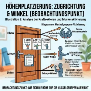 Safety illustration from the resistance band türanker test demonstrating safe pulling directions against the door frame.