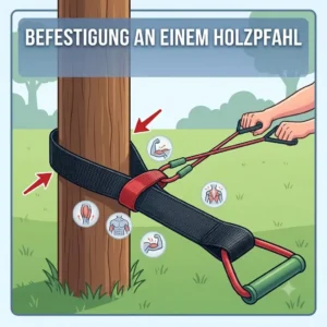 Outdoor Anchor Point fuer Widerstandsband an einem Baum befestigt. Uses anchor point widerstandsband.