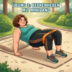 Glute bridge exercise using a resistance band übergewicht to strengthen lower body.