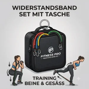 5: Demonstrating a lower body glute workout using the equipment from the widerstandsband set mit tasche.