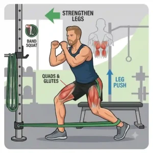 squat exercise with elastic resistance bands fitness band maenner kraft