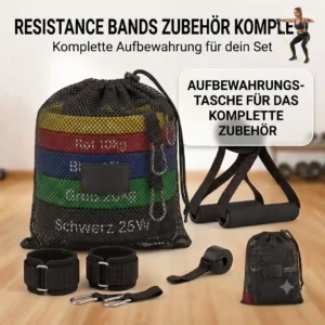 Tragetasche zum einfachen Transportieren und Aufbewahren des Resistance Bands Zubehör komplett.