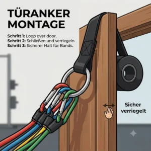 6: A detailed guide on how to secure the door anchor from the widerstandsband set mit tasche safely.