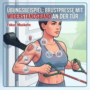 Brustpresse Übung mit Widerstandsband Anchor Point an der Tuer. Chest press using anchor point widerstandsband.