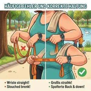 Correct posture vs common mistakes when using a resistance band übergewicht.