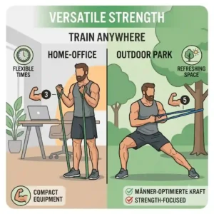 man doing lunges and curls versatile fitness band maenner kraft