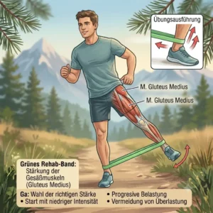 A symbolic illustration showing how easy it is to pack and use a rehab band für läufer for travel and recovery.