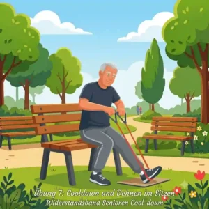Illustration für das abschließende Dehnen nach den Senioren-Übungen mit dem Resistance Band.
