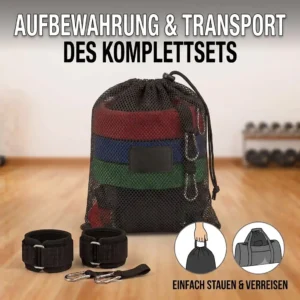 Trainingsanleitung mit Fitnessübungen für das Workout mit dem Resistance Bands Zubehör komplett.