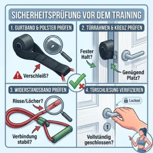 Sicherheitspruefung von Anchor Point und Widerstandsband vor dem Training. Checking anchor point widerstandsband